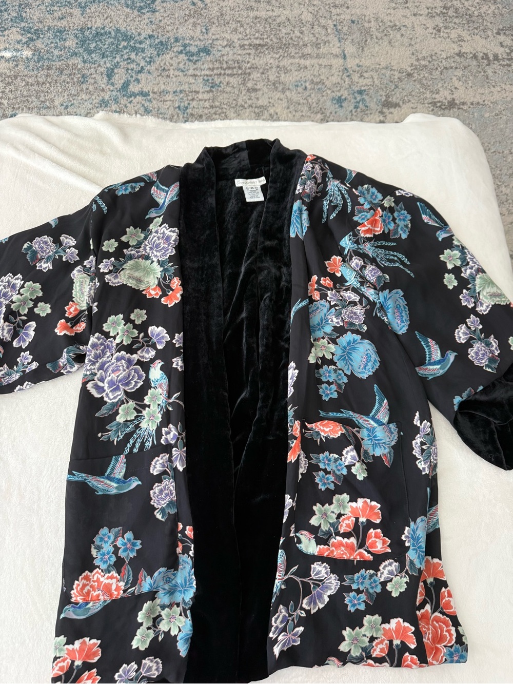 Johnny Was Black Yuen Po Garden Floral Reversible Jacket D82